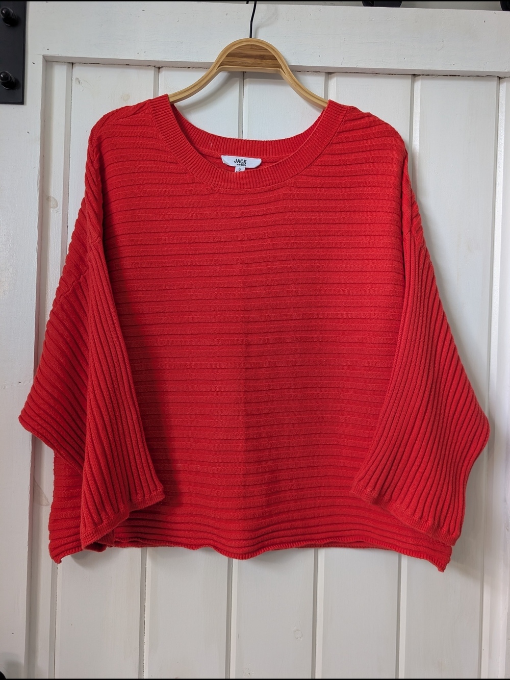 BB Dakota Claudel Coral Red Ribbed Sweater Top Oversized Boxy Fit | Size S